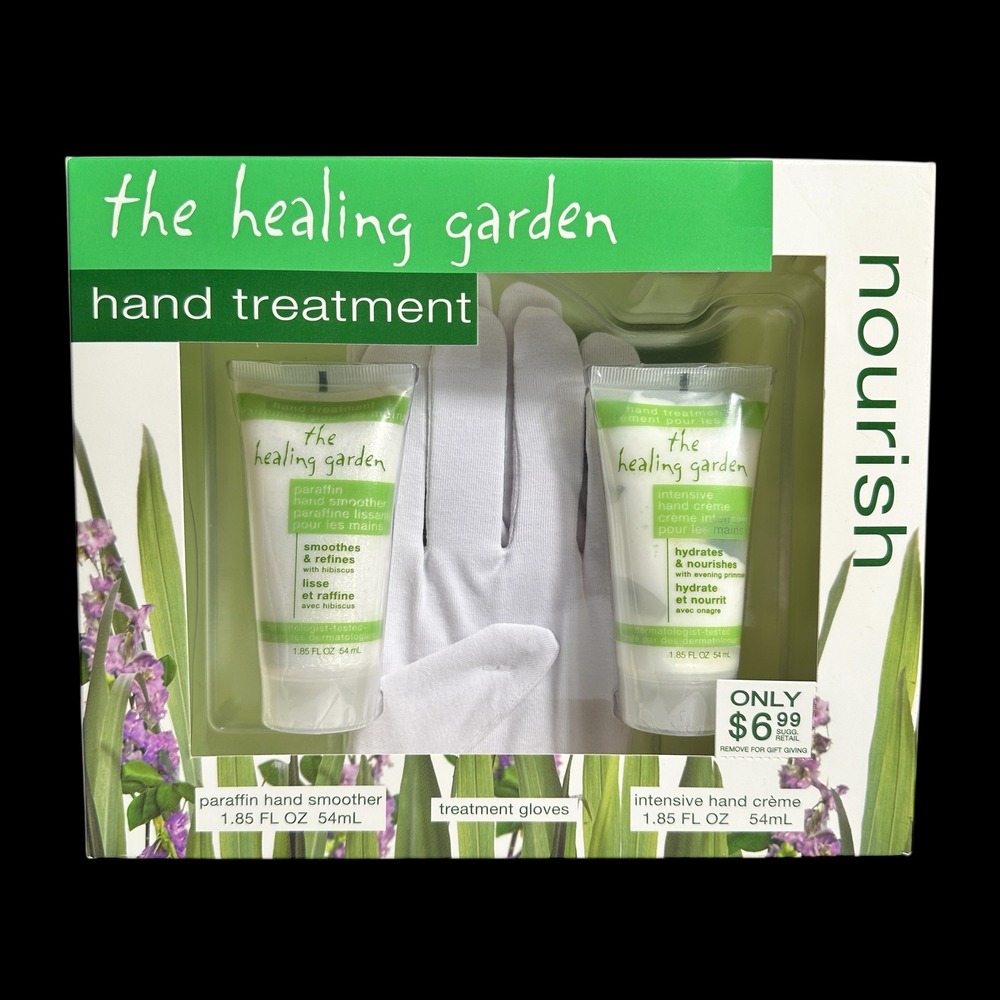 The Healing Garden Hand Treatment Set Nourish Paraffin Smoother Creme Gloves